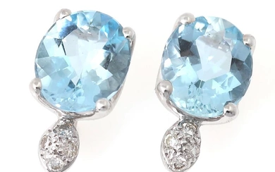 H. Stern A pair of aquamarine and diamond ear studs each set...