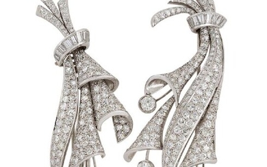 A pair of diamond clip brooches, of similar...