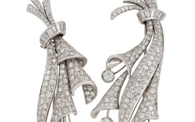 A pair of diamond clip brooches, of...