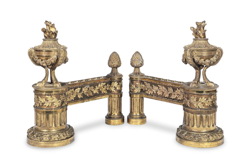 A pair of late 19th century French gilt bronze chenets