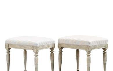 A pair of late Gustavian stools by Ephraim Ståhl (master in Stockholm 1794-1820).