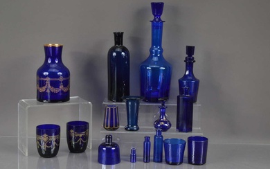 A quantity of "Bristol Blue" glass items