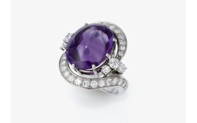 A ring with an amethyst and brilliant-cut diamonds - Germany