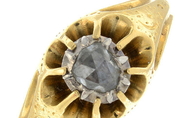 A rose-cut diamond single-stone ring.