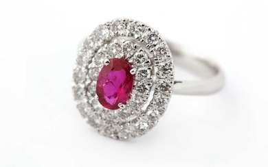 A ruby and diamond target ring