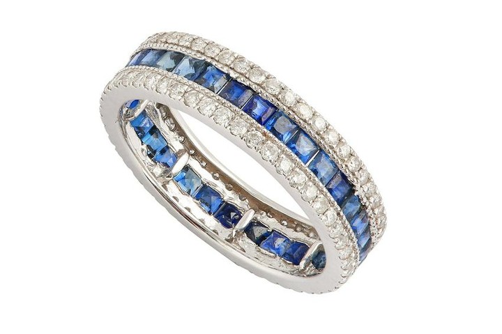 A sapphire and diamond eternity ring