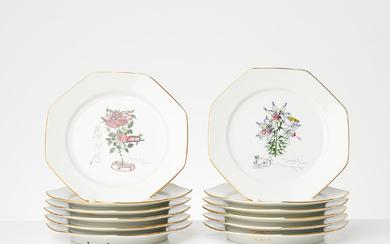 A set of 12 collectible plates by Salvador Dali, “Las Flores Dalinianas”, Royal Copenhagen, Denmark.