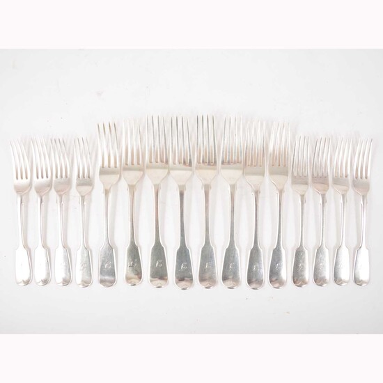 A set of eight late Victorian silver dessert forks