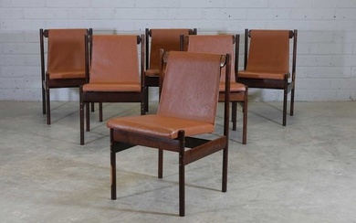 A set of six Brazilian rosewood dining chairs