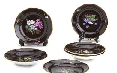 A set of six Meissen plates