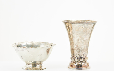 A silver bowl and beaker, Sweden 1920's.