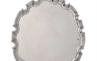 A silver shaped circular salver by William Hutton & Sons Ltd.