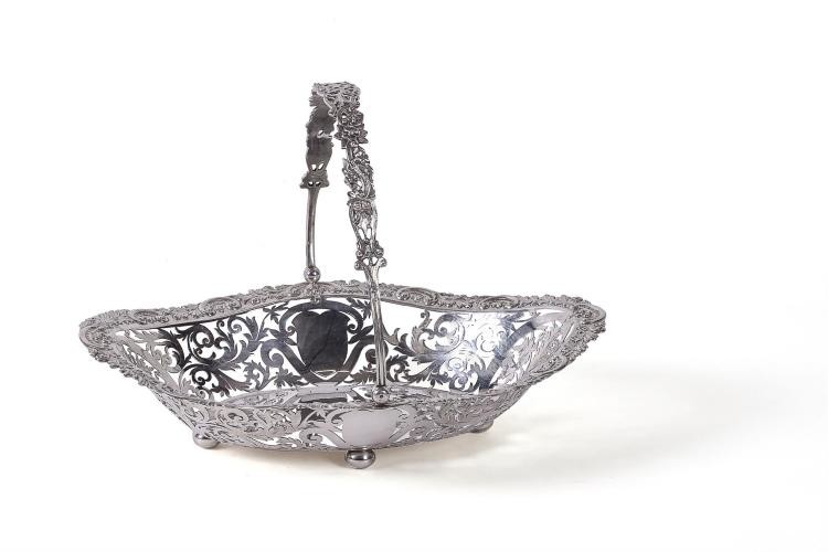 A silver shaped oval basket by James Dixon & Sons Ltd