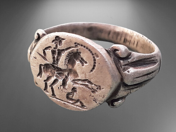 A special and impressive silver ring, probably Roman or Greek
