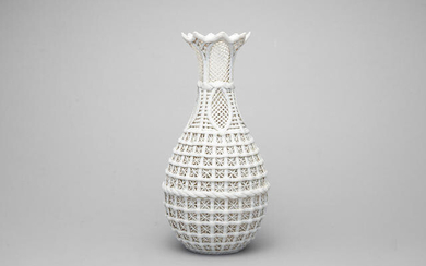 A white-glazed 'woven basket' vase