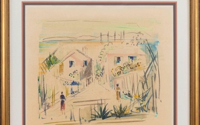 ALFRED BIRDSEY, Bermuda, 1912-1996, Street scene, Bermuda., Watercolor on paper, 24" x 26". Framed 27" x 29".