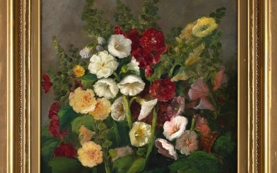 AMERICAN SCHOOL (19th Century,), Floral still life., Oil on canvas, 32" x 26". Framed 41" x 35".