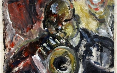 ANDREW TURNER "TRUMPET PLAYER" OIL ON CANVAS