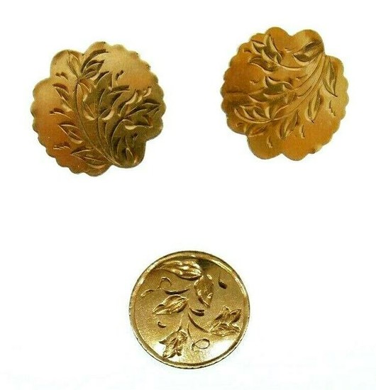 ANTIQUE 10k Rose Gold Floral Motif Dress Buttons Circa