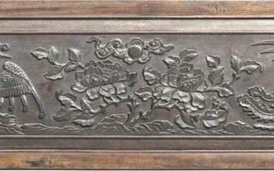 ASIAN CARVED WOOD PANEL EXOTIC BIRDS