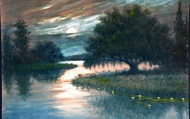 Alexander John Drysdale. Moonlit Bayou Landscape.