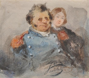 Amédée Pastelot (Moulins 1820 – Paris 1870), Ufficiale francese;Acquerello,...