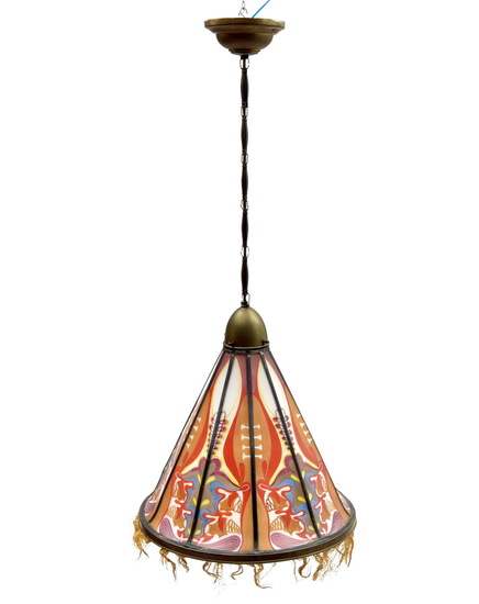 Amsterdam School ceiling-lamp, with multi-colour decoration, design &...