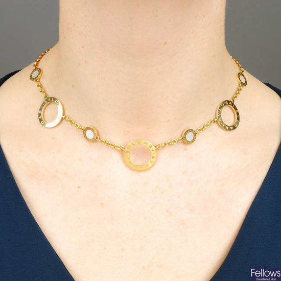 An 18ct gold mother-of-pearl 'Bulgari Bulgari' necklace, by Bulgari.