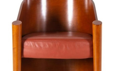 An Art Deco Style Leather-Upholstered Lounge Chair