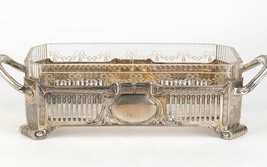 An Italian liberty silver 800/1000 and crystal centrerpiece - early...