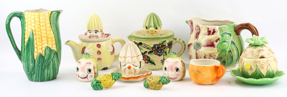 An assortment of ceramic tableware pieces made in Japan, including...