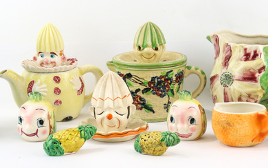 An assortment of ceramic tableware pieces made in Japan, including...