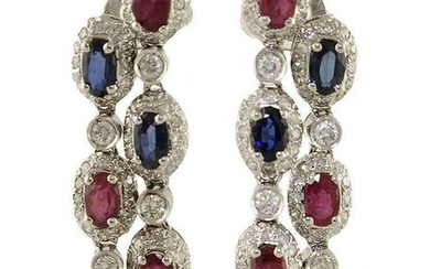 Ancient Handcrafted Earrings Diamonds Sapphires Rubies