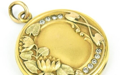 Antique C 1900 Art Nouveau Gold Locket Pendant
