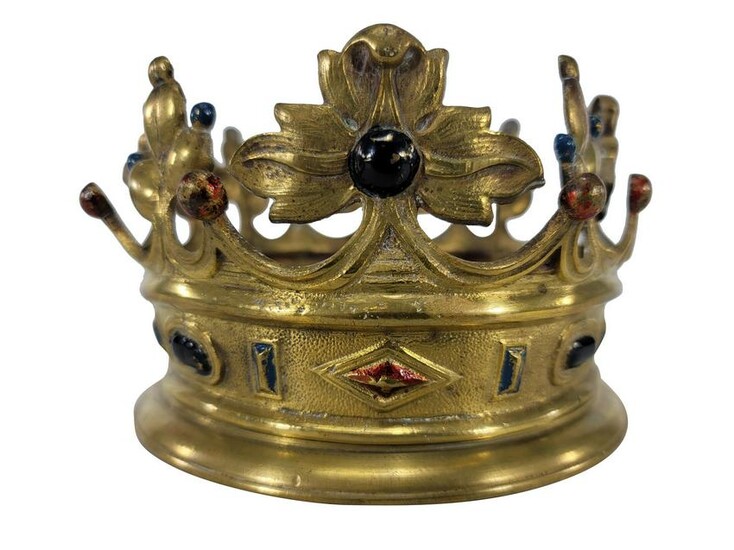 Antique European bronze enamel crown