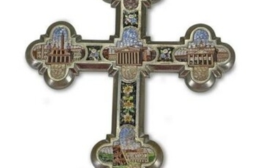 Antique European micromosaic cross