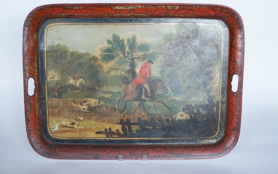 Antique Hand Painted Towle Sporting Tea Tray
