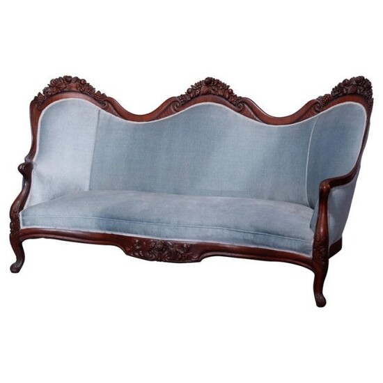 Antique Rococo Revival Belter Rosalie Rosewood Sofa