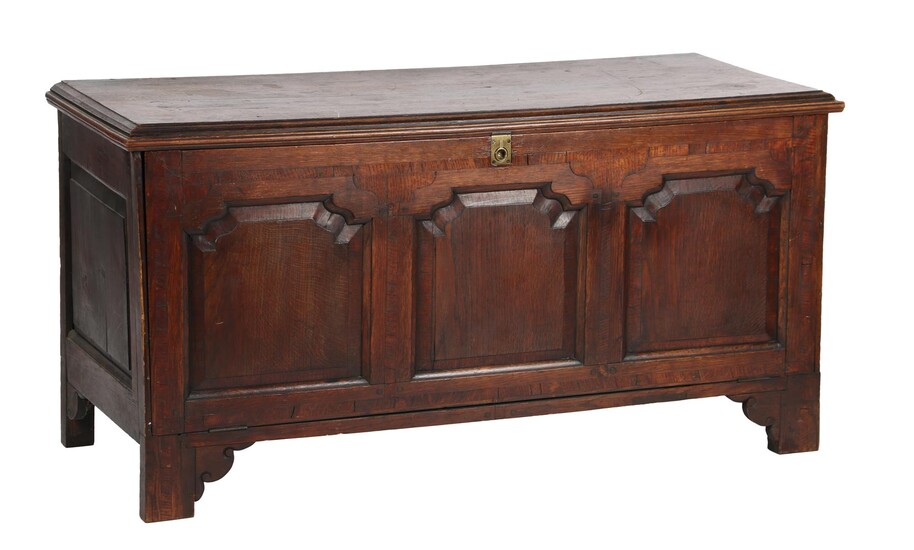 (-), Antique oak blanket chest with panels, 65...