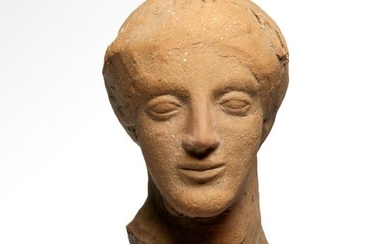 Archaic Greek Terracotta Head of a Youth, c. 5th- 4th