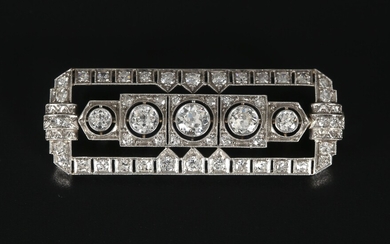 Art Deco Diamond Set Platinum Panel Brooch