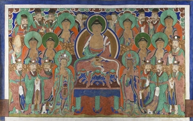 Arte Sud-Est Asiatico A large Buddhist painting