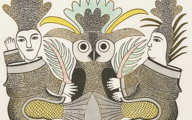 Ashevak, Kenojuak - Seamaids and owl - 1980