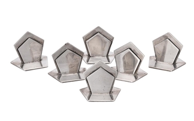 Asprey, a set of six Art Deco silver menu holders by Asprey & Co. Ltd