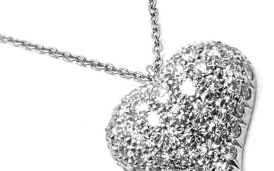 Authentic! Tiffany & Co Platinum Pave Diamond Heart