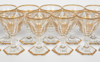BACCARAT 'EMPIRE' CRYSTAL WHITE WINE GLASSES, 13 PCS, H 5.5", DIA 3.25"