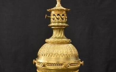 BRONZE OIL LAMP WITH TRIPOD BASE