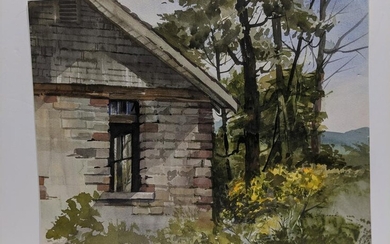 Berta Sherwood Watercolor Painting Building in Trees