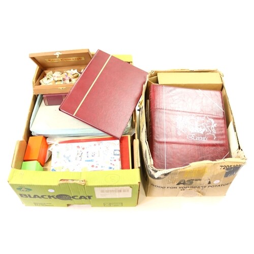 Boxes of various collections in albums etc, inc Tuvalu stamp...