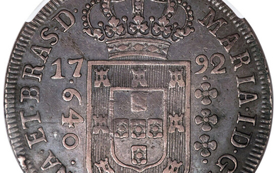 Brazil: , Maria I 640 Reis 1792-(L) AU53 NGC,...